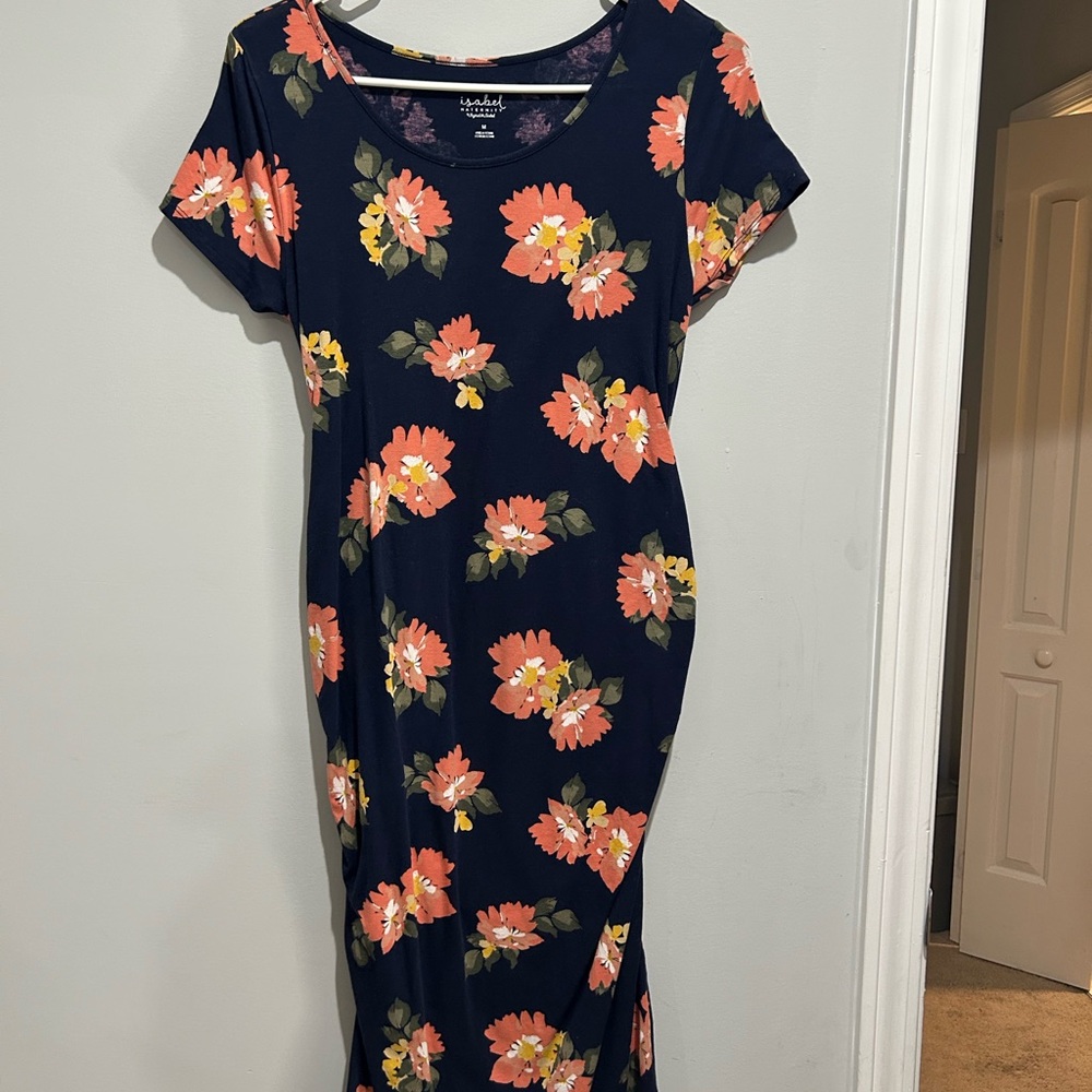 LuLaRoe Dark Blue Dress with Orange Floral Design
